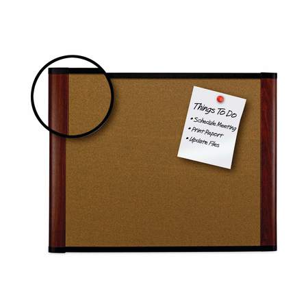 3M Cork Bulletin Board, 48x36, Alum Frame w/Mahogany Wood Grained Finish C4836MY